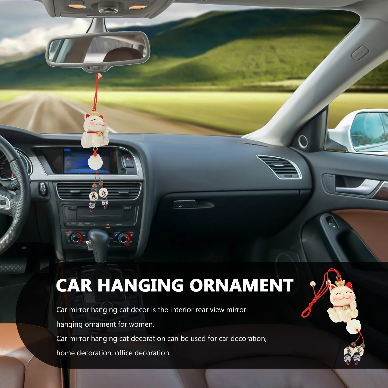 Adorable Car Accessories Cat Ornaments Automobile Rearview Mirror Pendant Hanging