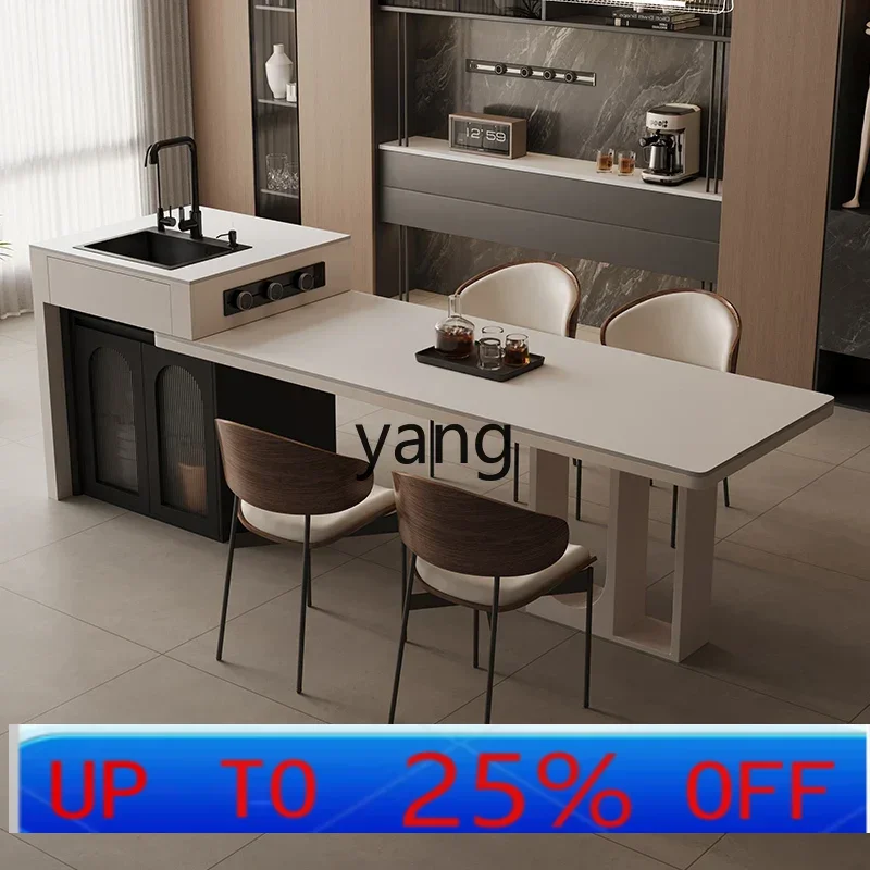 

LH multifunctional household high-end mid-fall kitchen retractable dining table integrated rock slab island