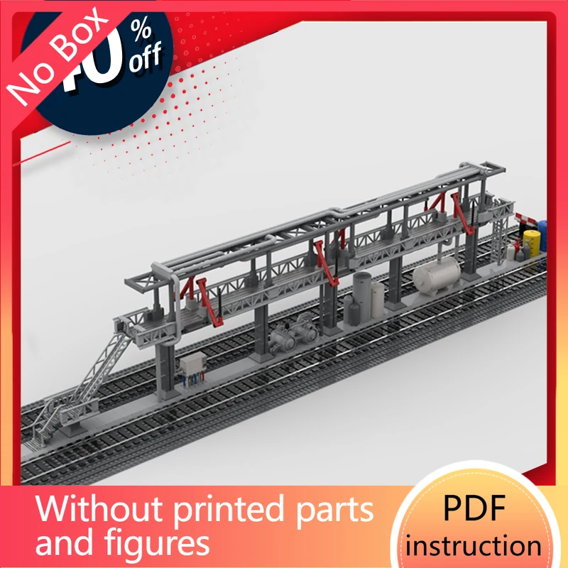 

Строительные блоки moc, макет поезда, рейка для заправки железнодорожного автомобиля, стойка для перезарядки железнодорожного автомобиля, набор городских транспортных блоковChrist