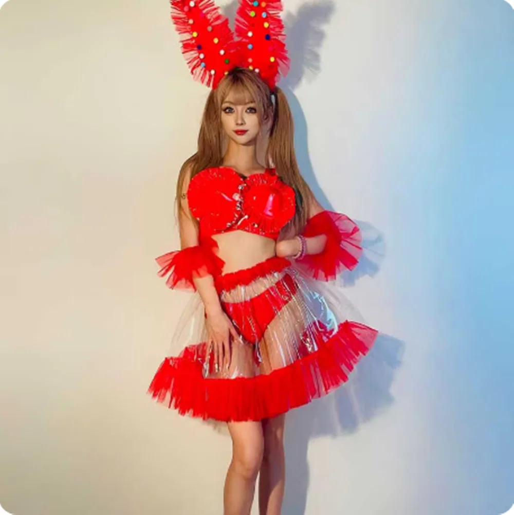الأرنب جوجو أداء الزي ملهى ليلي بار راقصة زي كرنفال مهرجان الملابس عرض الحفلات كلوبوير الوردي الأخضر الأزرق yj812