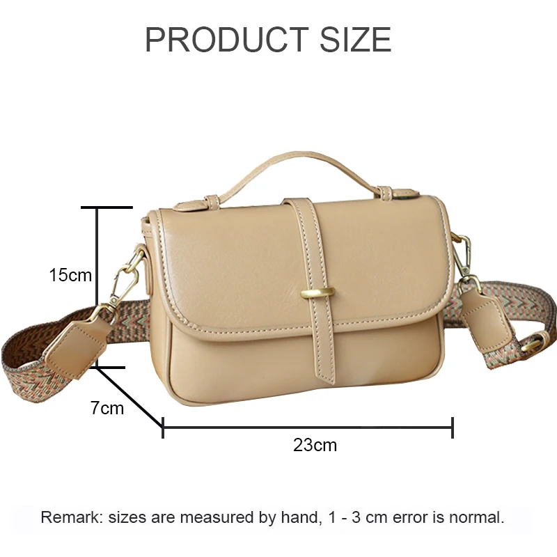 2024 New Lady Single Shoulder Commuting Crossbody Square Bag Girl Messenger Top Layer Vegetable Tanned Leather Handbag For Women