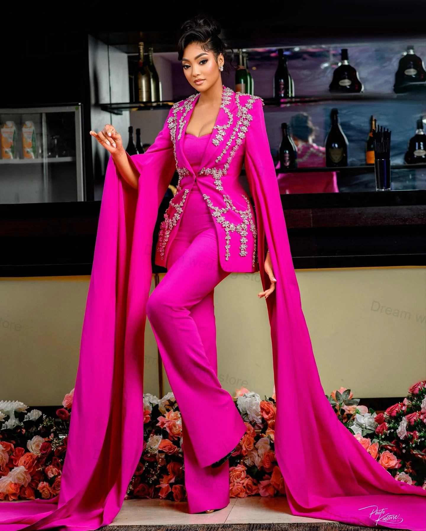 Luxury Women Suits Pants Set 2 Pieces Crystals Wedding Tuxedos Blazer With Long Sleeves+Trousers Prom Party Jacket Customized