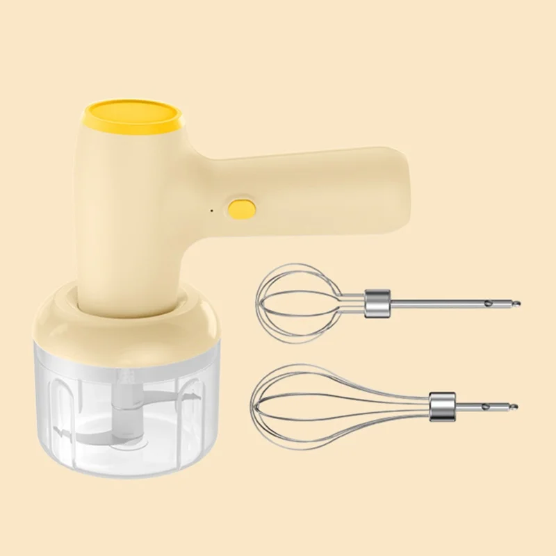 Portable Cordless Electric Food Processor Vegetable Chopper Meat Grinder Garlic Crusher with Egg Whisk Cream Blender