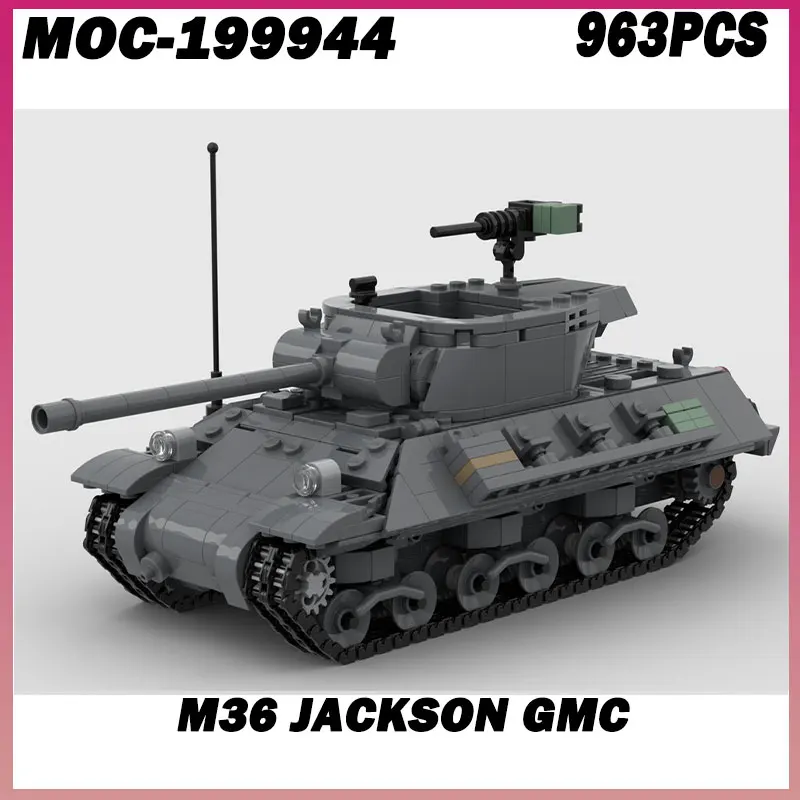 

963PCS MOC-199944 M36 Jackson GMC Main Battle Tank Car Model Building Blocks Bricks DIY Assembly Toy Gift , DIY Model, Assemble