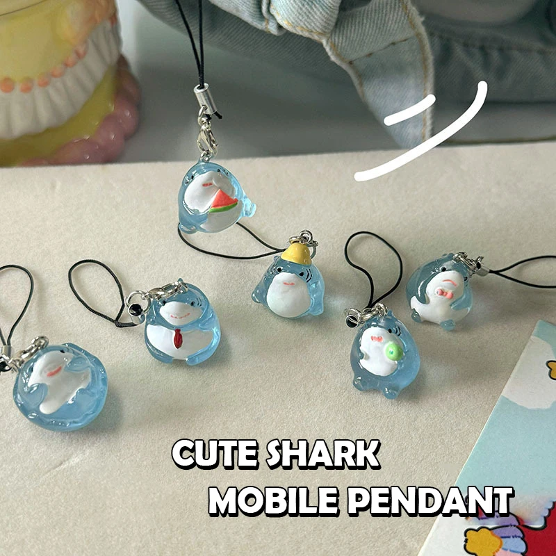 1Pc Cute Shark Phone Chain Cartoon Ocean Animal Mobile Phone Lanyard Keychain Cellphone Case Charms Camera Pendant