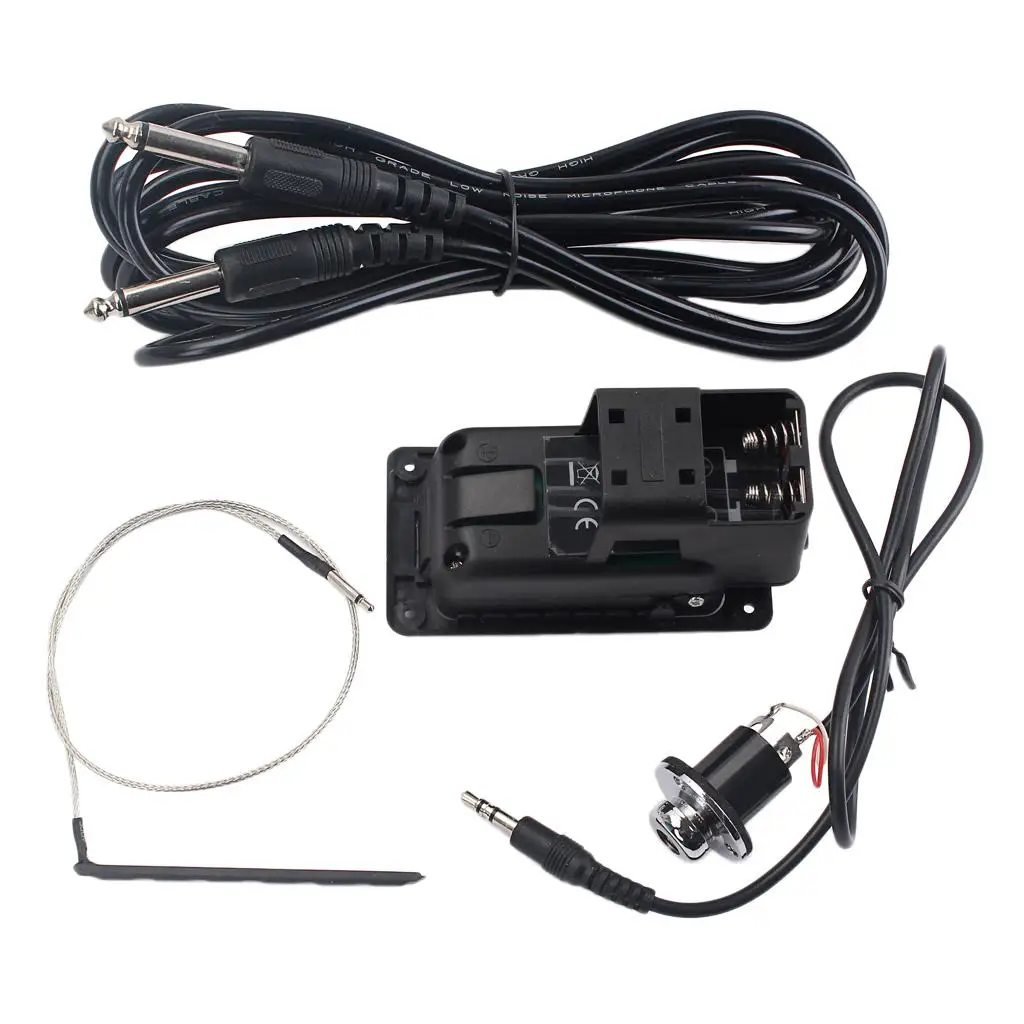 Acoustic Guitar Preamp 4 Band EQ Piezo Pickup Tuner LCD Display Electronics Component Attachment for Resonance Guitar Pickup