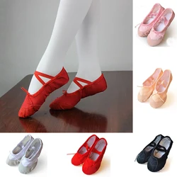 Girls Ballet Shoes Canvas Flat Ballet Dancing Slippers Dance Shoes For Adult Women Kids Children Classic Split-Sole Soft Leather