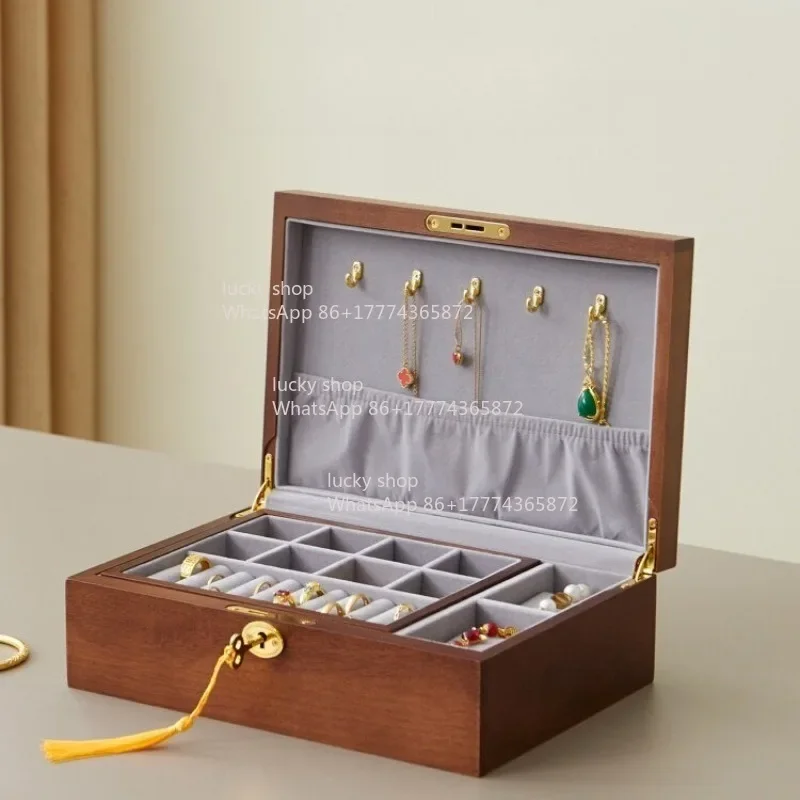 Locked Jewelry Box High-end Exquisite Multi-layer Hand Jewelry Storage Box Gold Necklace Ring Stud Earrings Jewelry Box