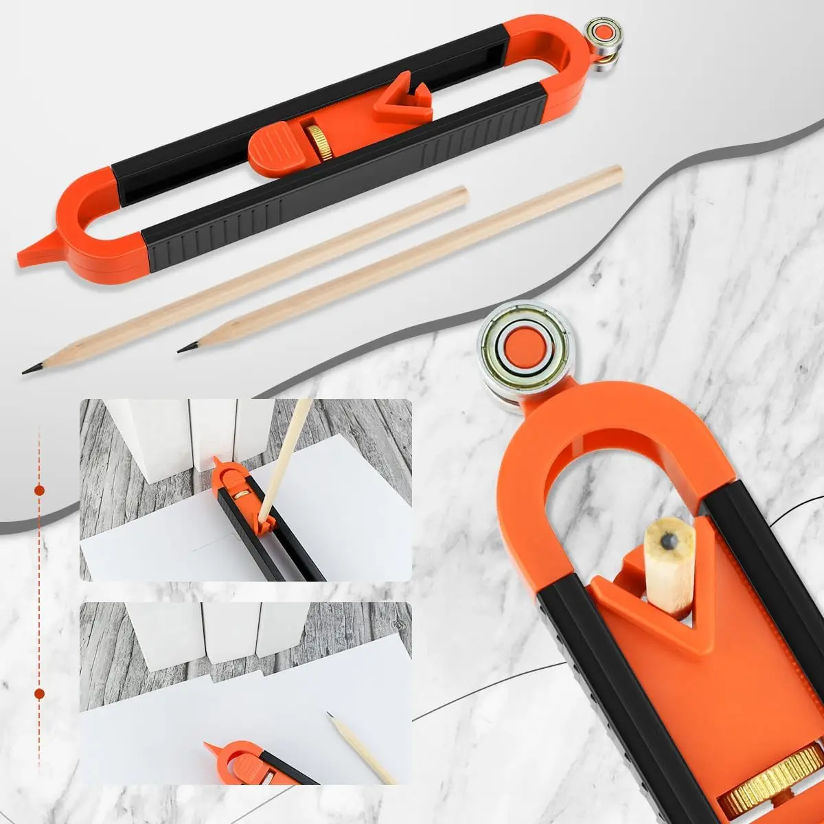 Contour Scribing Ruler,Gauge with Lock,Measuring Tool W/Adjustable Lock,Profile Duplicator for Woodworking,Finish Carpenters 1pc