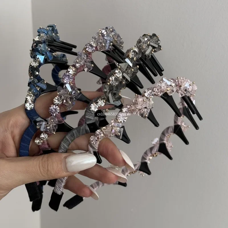 

Rhinestone Shiny Head Hoops Hair Bands Women Luxury Korean Bezel Headbands Ladies Fashion Dating Party Hair Accessories 헤어밴드