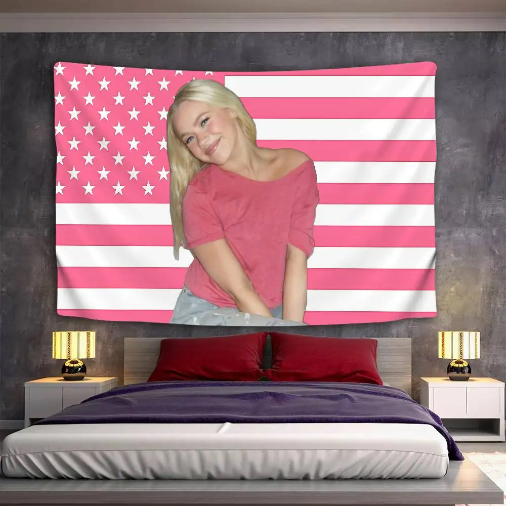 Singer F-Freya Skye Print Tapestry American Flag Soft Fabric Wall Carpet Aesthetic Home Decoration Bedroom Dorm Background Cloth