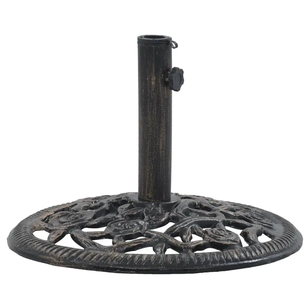 Heavy-Duty 26.5 lbs Bronze Umbrella Base - Durable 18.9 Cast Iron Stand for Outdoor Patio, Beach, and Garden