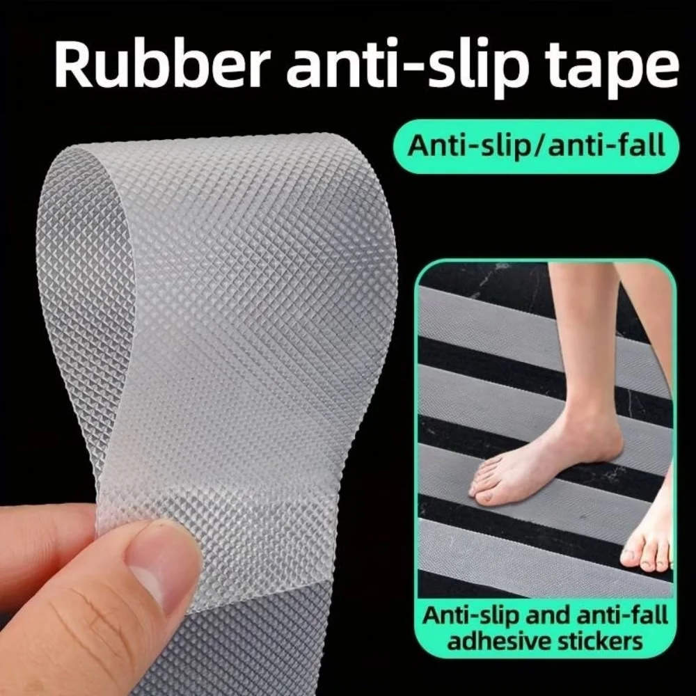 1Roll Anti-Slip Tape, Self-Adhesive Wear-Resistant Non-Skid Transparent Silicone Pad, Grid Waterproof Anti-Slip