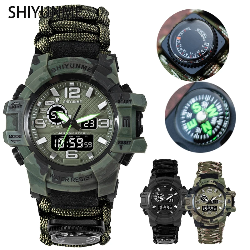 SHIYUNME Men\'s G Style Military Watch Waterproof Chronograph LED Electronic Compass Outdoor Sports Male Watch Relogios Masculino