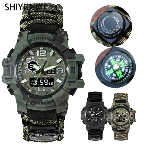 Imagen 1 del producto SHIYUNME, reloj militar estilo G para hombre, cronógrafo resistente al agua, brújula electrónica LED, reloj deportivo para exteriores para hombre, relojes Masculino