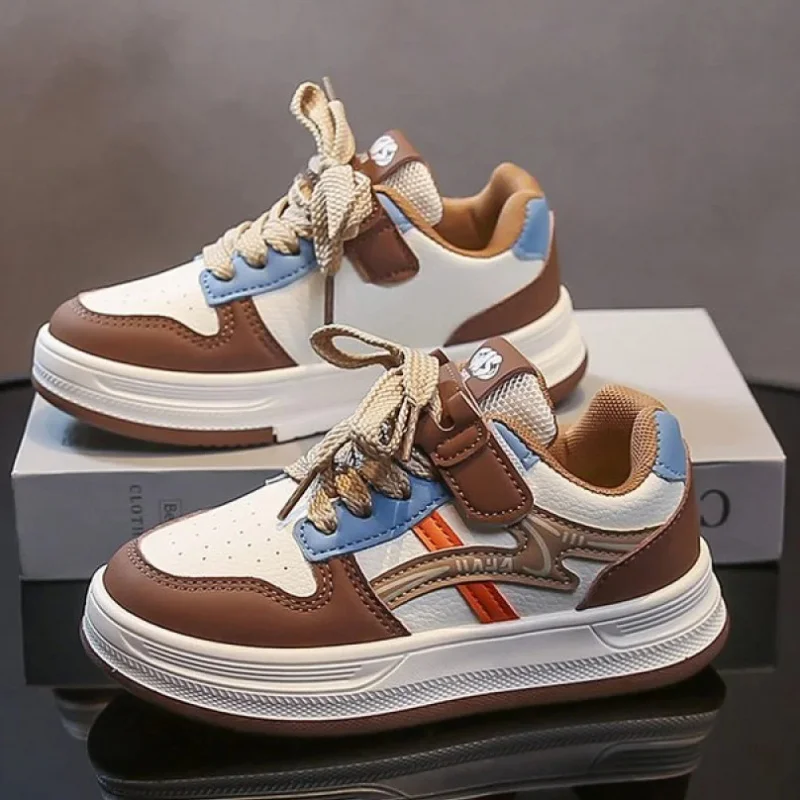 

Спортивная обувь из искусственной кожи для детей, модные подростковые кроссовки, противоскользящие водонепроницаемые кроссовки для бега для мальчиков и девочек