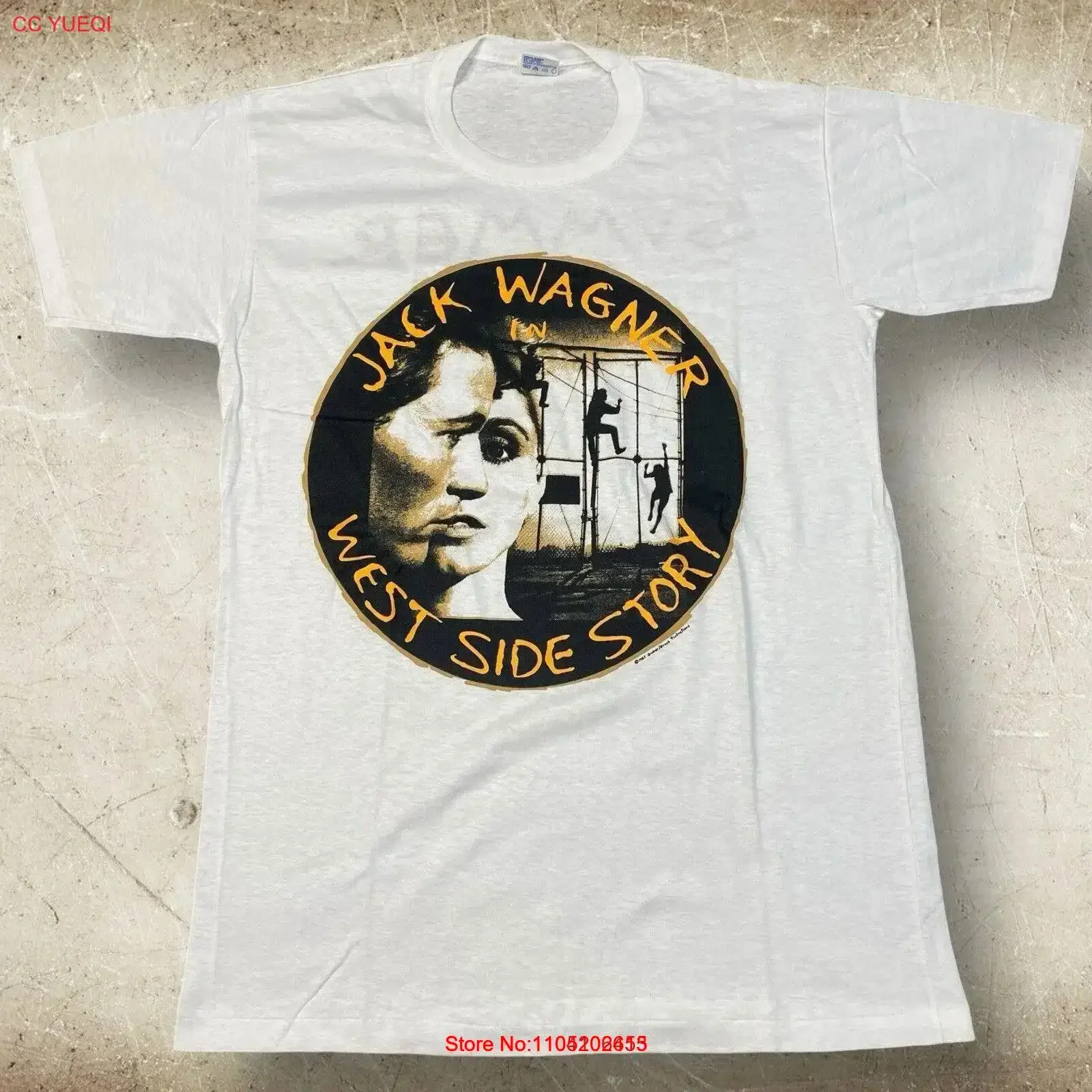 

Vintage 80 s Jack Wagner In West Side Story Musical Play T Shirt Size L Promo vintage Washed Top For Everyday Wear