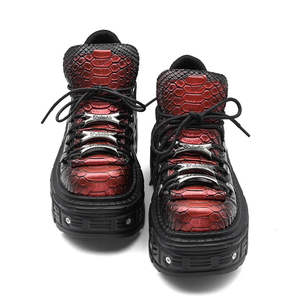 

Мужские и женские супертолстоподошвенные панк-ботинки, высокие кеды, повседневная обувь на высоком каблуке и мотоботы для пар в стиле стритстайл