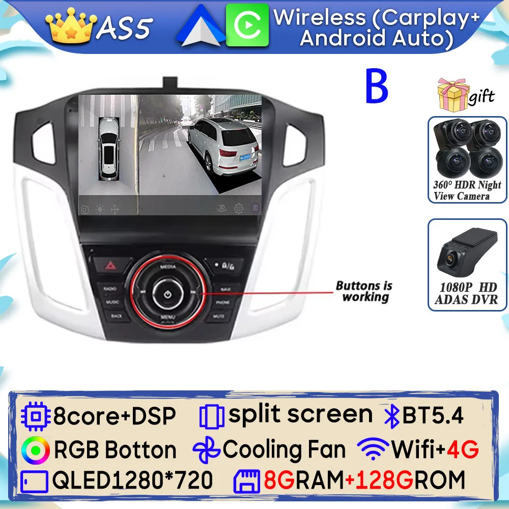 Android 15 Autoradio Voor Ford Focus 3 Mk 3 2011 2012 2013 2014 2015-2019 GPS Navigatie Android Auto Carplay Wifi Stereo Geen 2din