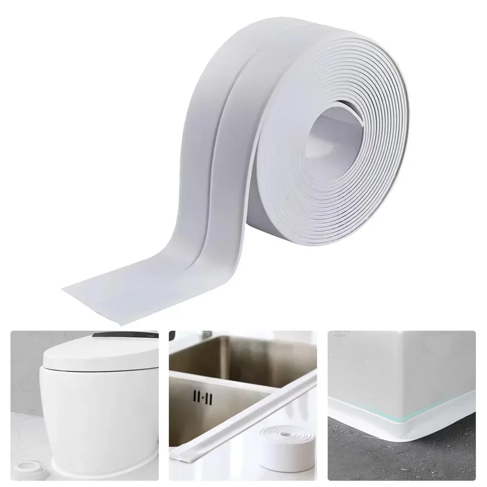 1 Rol Pita Perekat PVC Putih Tahan Air-Sempurna untuk Wastafel Kamar Mandi & Dapur-Pita Perekat Kelengketan Super Kuat