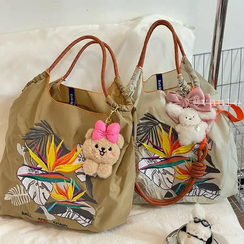 Chinese Style Rainforest Embroidery Shopping Bag Ins Style Niche High Appearance Level Fashion Influencer Large Bag CrossbodyBag