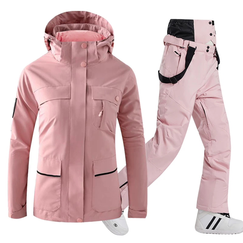 Ski Suit For Women Winter Snow Suit Sets Snowboarding Clothing Waterproof Coat Down Jacket Outdoor Windproof Snow And Strap Pant