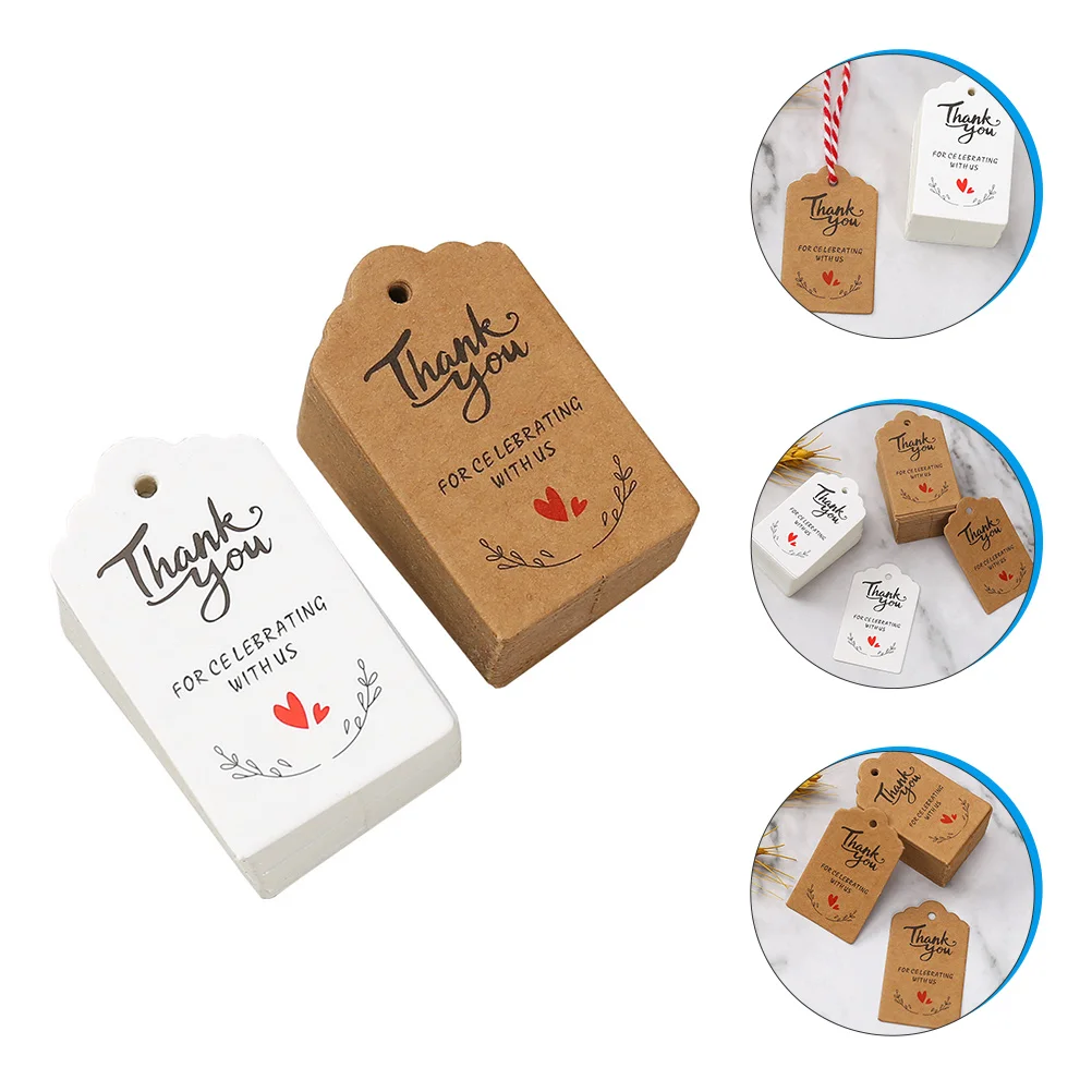 

200 Pcs Thank You Tags Kraft Paper Gift Labels Wedding Decor Thanksgiving Party Mini Cards Adornments Creative Design Festive
