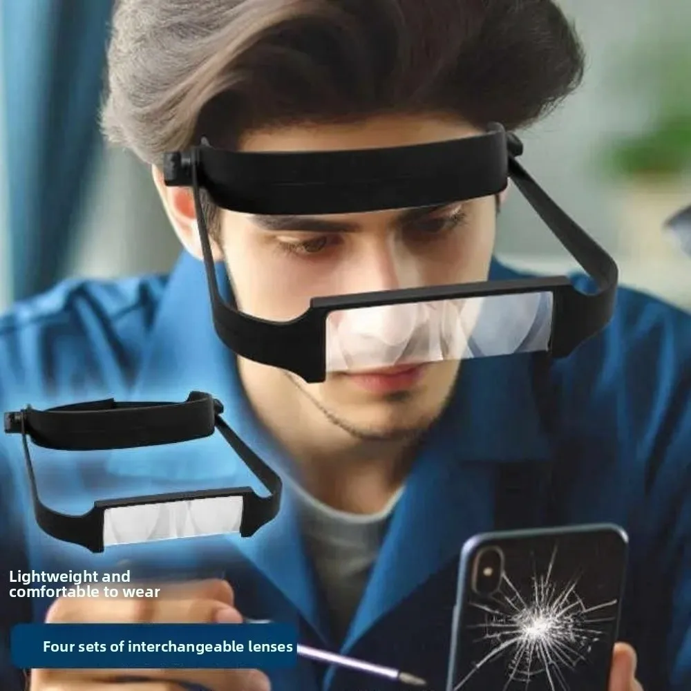 Lightweight Headband Magnifier Interchangeable Lenses Black Elderly Person Handsfree Magnifier Precision Simple