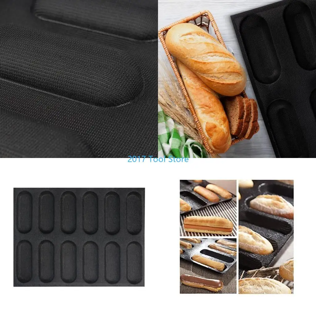 

K92A French Bread Pan Baking Tray Perforated 12-Slot Non Baking Tool Bread Mold