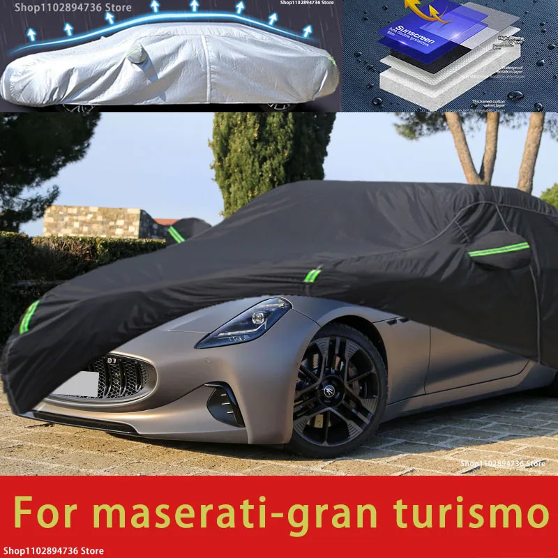 

Наружная защита для Maserati gran туризма, полностью покрывает автомобиль, снежный чехол, Солнцезащитный водонепроницаемый пыленепроницаемый внешний черный чехол для автомобиля