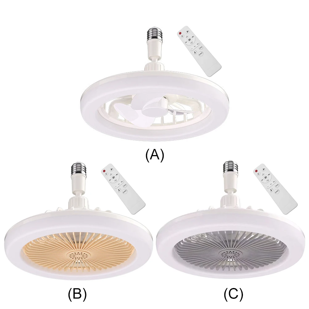 2 In 1 Silent Ceiling Fan Light with Remote Control Electric Cordless Fan 3 Speeds Fan Light for Dining Room Bedroom Living Room