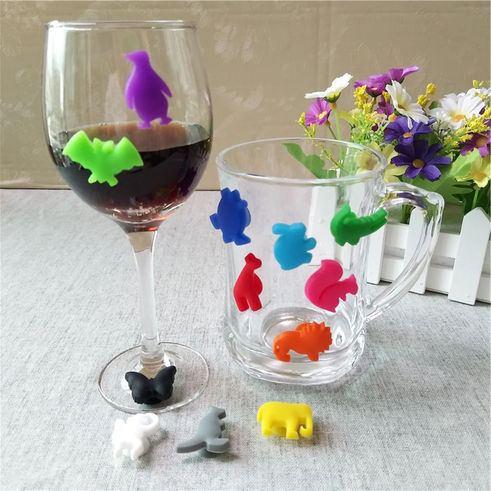 

24Pcs Wine Glass Markers Silicone Creative Reusable Drink Tags for Parties Bars Weddings Glass Recognizer Drink Markers