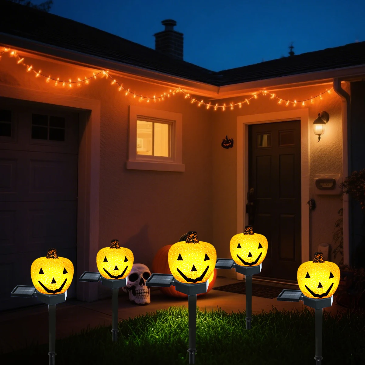 1pc Halloween Decorative Stake Lights Rice Ghost & Pumpkin Outdoor Garden Pathway Light For Home Garden Yard Patio Passage Decor