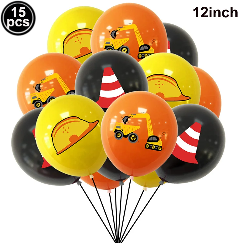 Bau 4D Folienballons 12 Zoll Baggerhelm Warnung Bedruckte Latexballons Bau Geburtstag Party Dekorationen – Detail 2