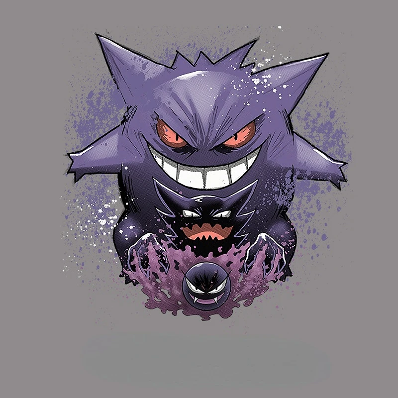 Pokemon Game Gengar Patches for Clothing Heat Transfer Patch Clothes T-shirt Thermo Stripes Washable Stickers on Men Patch Gift