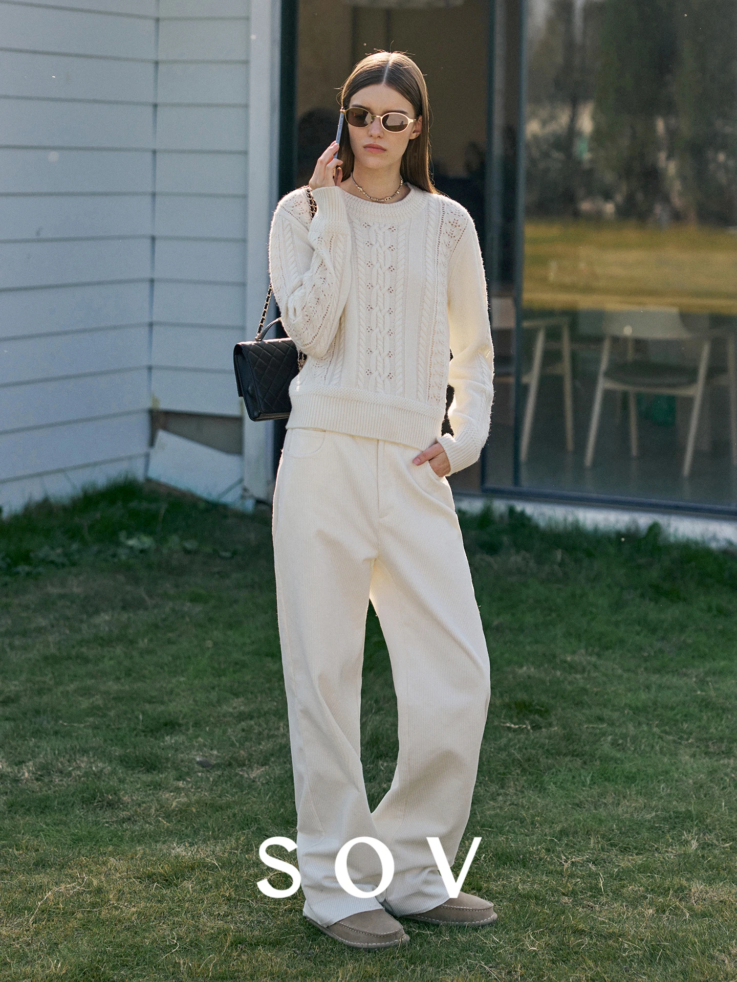 

SOV Heavyweight Knitted Ski Sweater round Ne Pullover Woolen Women's Loose Fit Long Sve Winter Faion Ladies' Camere