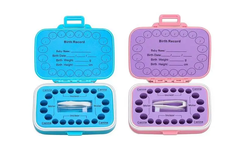 

Baby Teeth Keepsake Box Boys and Girls Teeth Lanugo Storage Saver Colored Tooth Holders Container Organizer for Lost Teeth