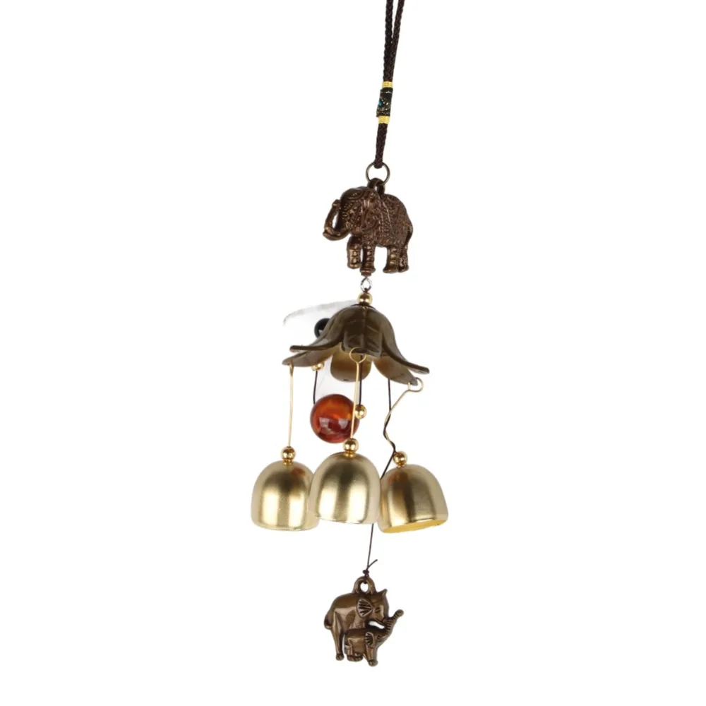 2pcs Alloy Construction Metal Wind Chimes Elephant Design Exquisite Workmanship Hanging Wind Bell Decorative Wind Chimes