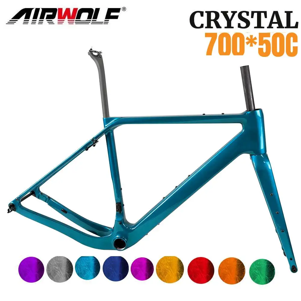 

700*50C Gravel Bicycle Frame Cyclocross Carbon Frame Disc Brake Carbon Road Bike Frame Fork Seatpost T47 Thread