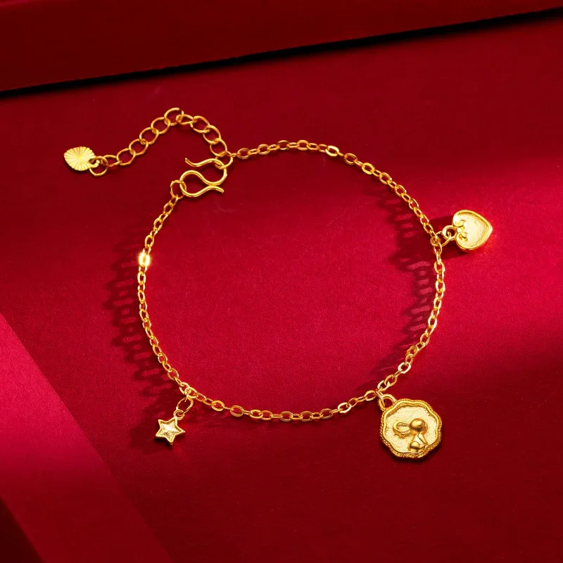 

9999 Real Gold 24K Forbidden City Rabbit Bracelet Rabbit Female Bracelet Star bunny bracelet