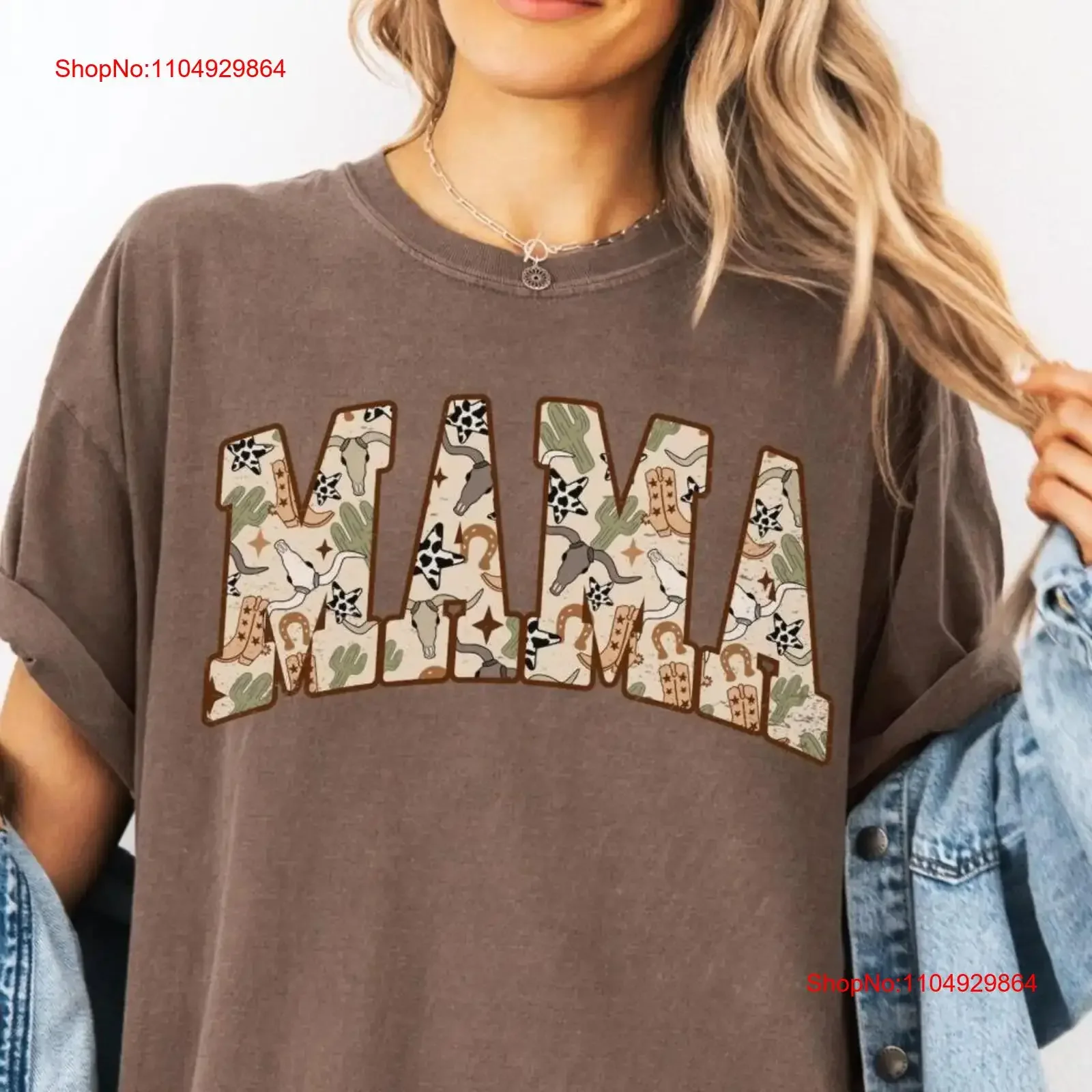 

Western Mama T Shirt Varsity Trendy Mom New For Cute Life Country vintage Washed Top For Everyday Wear Breathable Soft Slightly