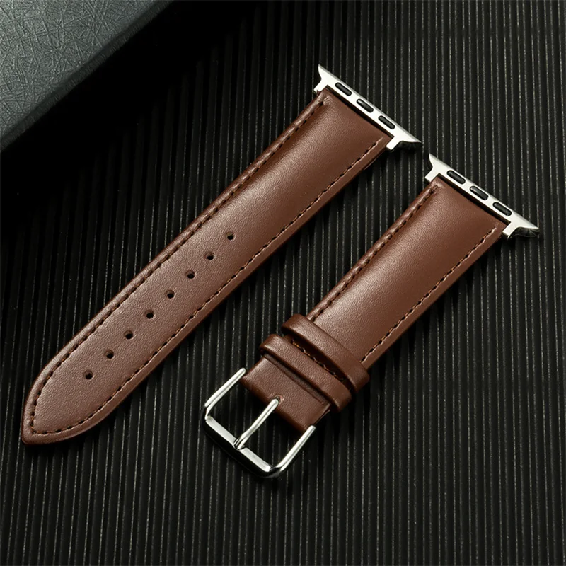 Soft Calfskin Leather Watchband For Apple Watch Band Business Ultra 10 8 7 SE 6 5 4 3 2 9 Wrist Strap  38 40 41 42 44 46 45 49mm