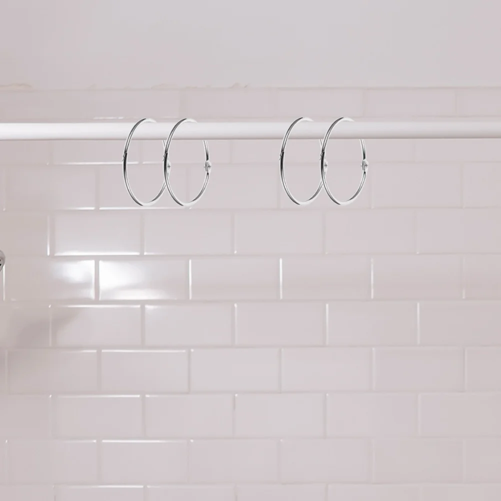 

30pcs Shower Curtain Hooks Metal Round Rings 51mm Black Hanging Accessories Easy Install Bathrooms Curtains