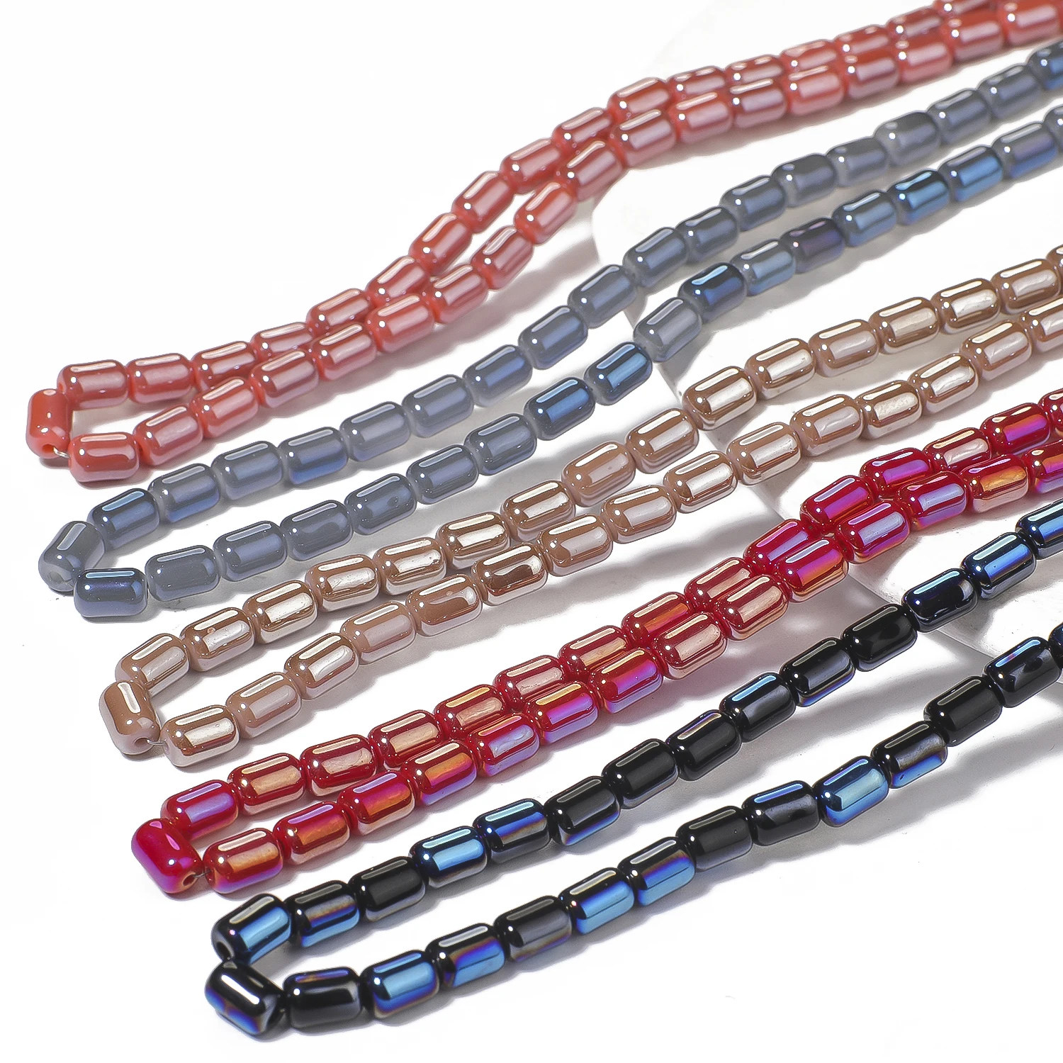 4 x 6 mm bunte zylindrische Porzellan-Kristall-Quarzperlen, glatte, einfarbige Glasperlen für handgefertigte DIY-Armband-Anhänger – Detail 11