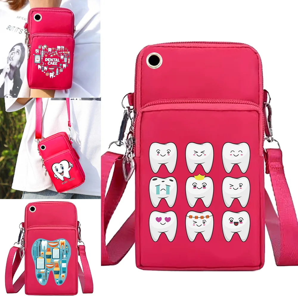 

Universal Mobile Phone Bag Shoulder Crossbody Bags Wallet Sport Arm Purse Women Clutch Phone Pouch Wrist Pack Teeth Pattern