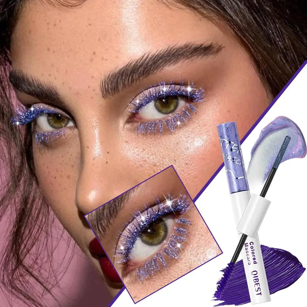 Double Head Diamond Glitter Mascara Lasting Colored Pink Green Red Voluminous Mascara Eyelashes Brown Blue Mascara Z4N2