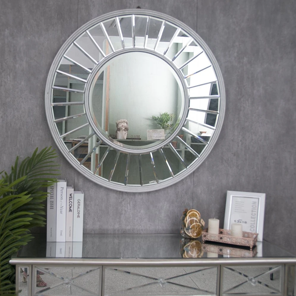 90cm Euramerican vogue contracted adornment wall mirrors light luxury large silver wall decor art mirror