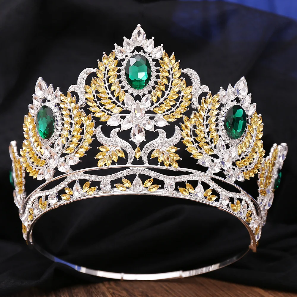 DIEZI Different Style Baroque Luxury AB Crystal Opal Tiara Crown Women Elegant Queen Princess Tiara Wedding Party Hair Jewelry