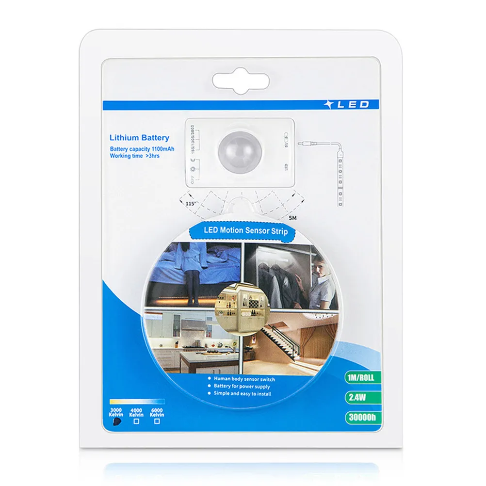

Светодиодная лента 3000K теплого белого света с инфракрасным датчиком для шкафов и спален, простая установка, самоклеящаяся, декоративная
