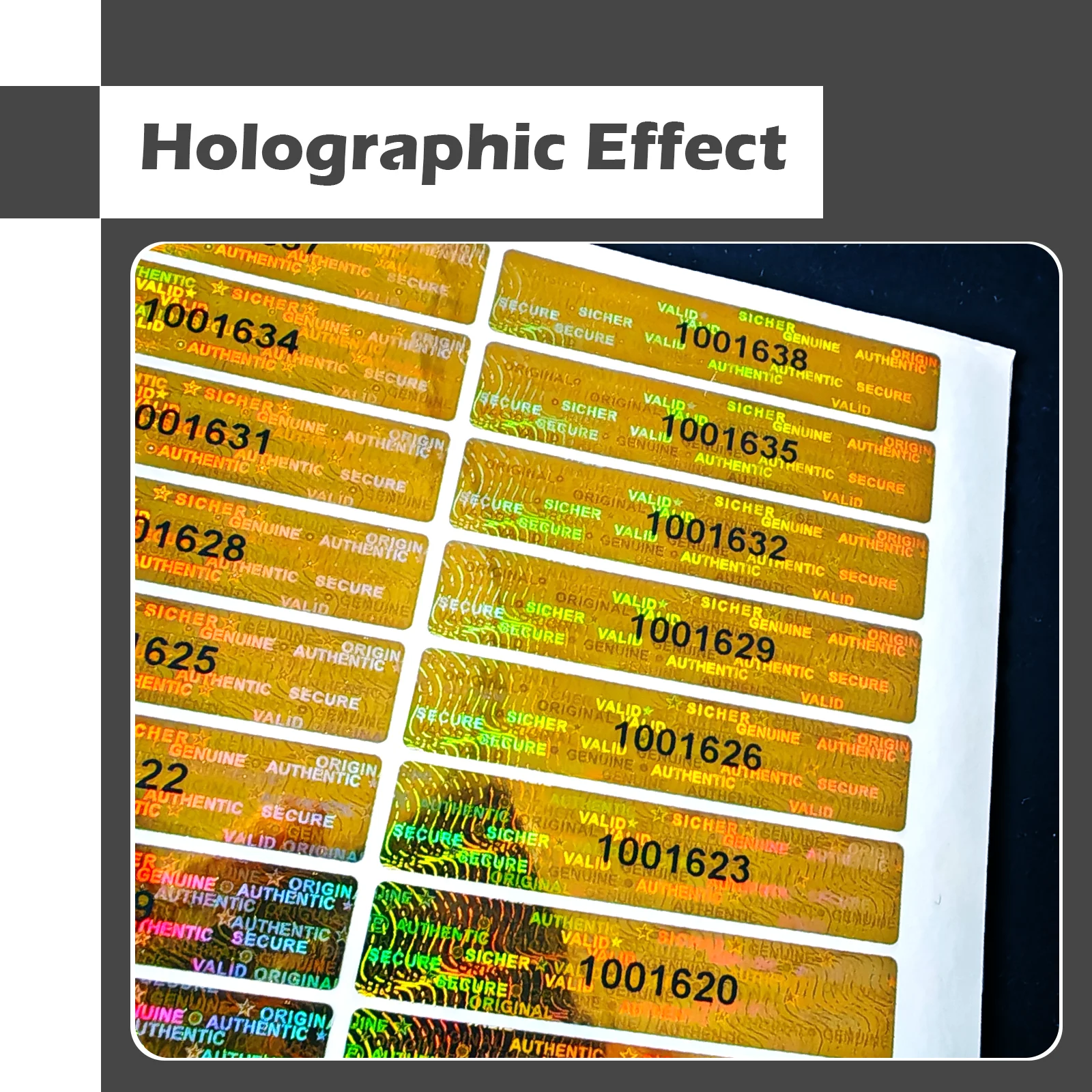 Holograficzne etykiety anulujące gwarancję, naklejka zabezpieczająca przed manipulacją, oryginalna autentyczna plomba zabezpieczająca, 5x1 m z numerem seryjnym, złota